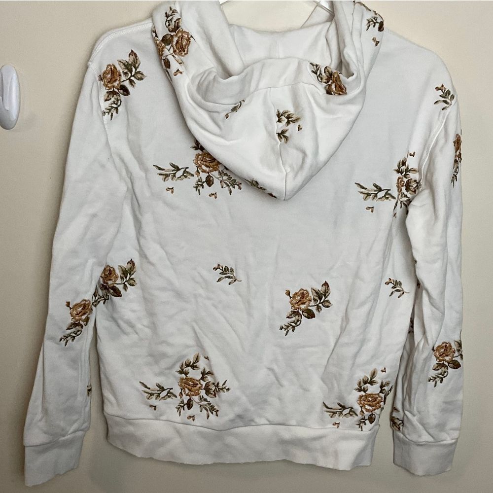 Driftwood Floral Embroidered Ivory Teddy Hoodie Size XS - Picture 5 of 5